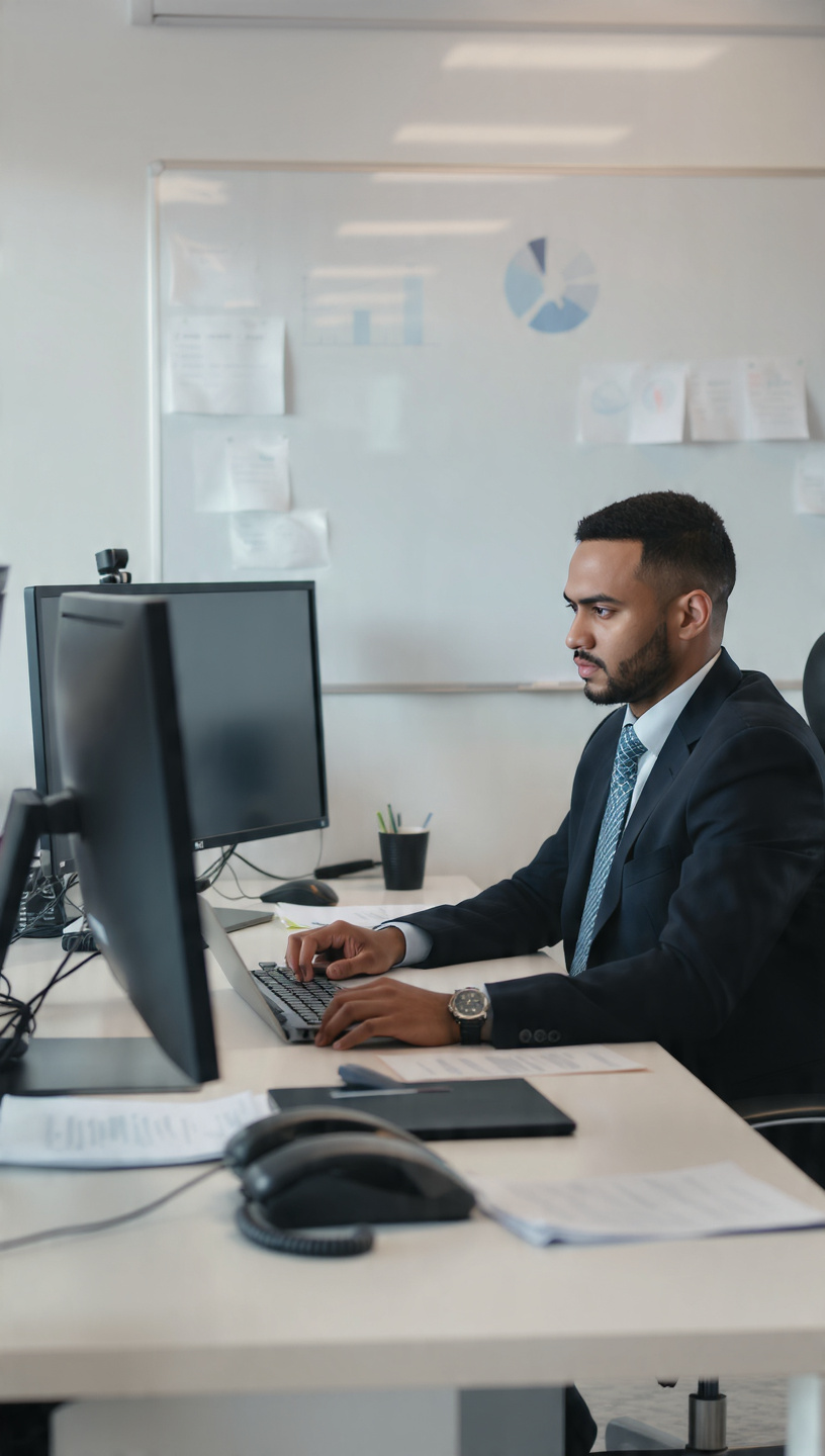 Busy sales rep working